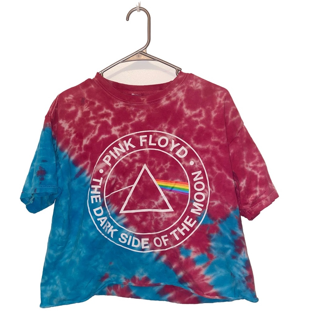 Large Pink Floyd tie die crop top/shirt